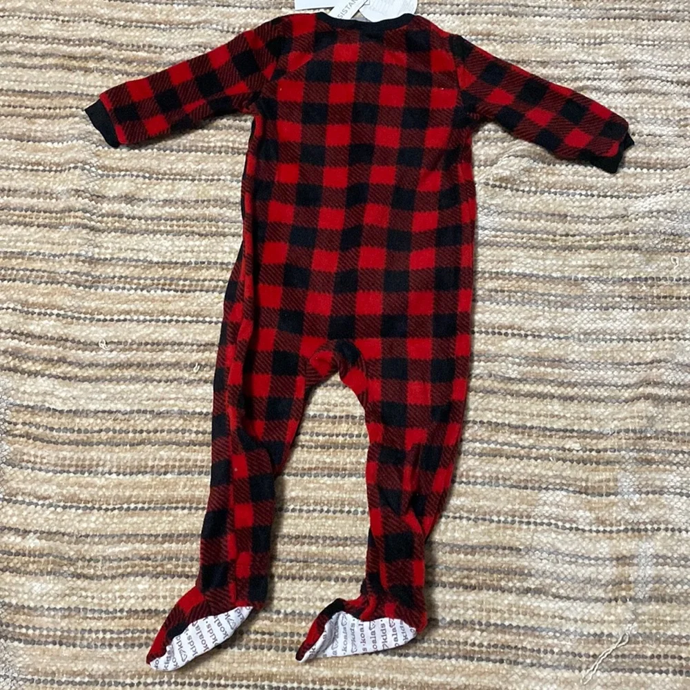 Koala Kids Baby Boy Plaid Fleece Footed Pajamas Polar Bear Skier Zip Up. 18 mos
